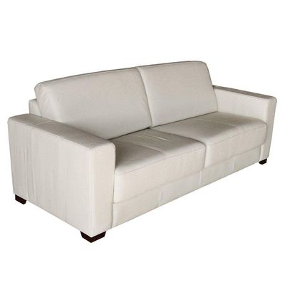Sofá 3 Lugares Sala de Estar 205cm Estocolmo Couro Off White - Gran Belo