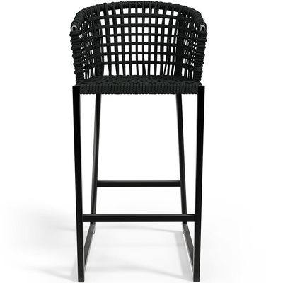 Kit 06 Banqueta Para Área Gourmet Cozinha Varanda Corda Náutica Porto D04 Preto - Lyam Decor