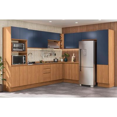 Gabinete De Cozinha Modulado Balcão Ciela R626 Com 2 Portas E 3 Gavetas Sem Tampo 120cm Canela - Kappesberg