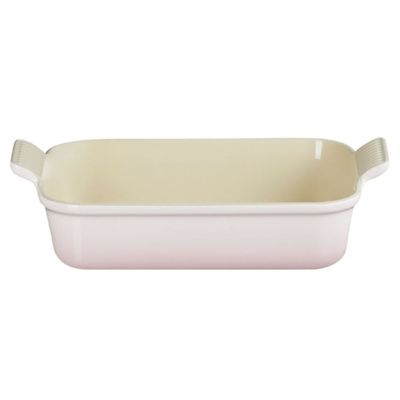 KIT LE CREUSET BOWL DE PREPARO 2L E TRAVESSA RETANGULAR HERITAGE 26CM SHELL PINK