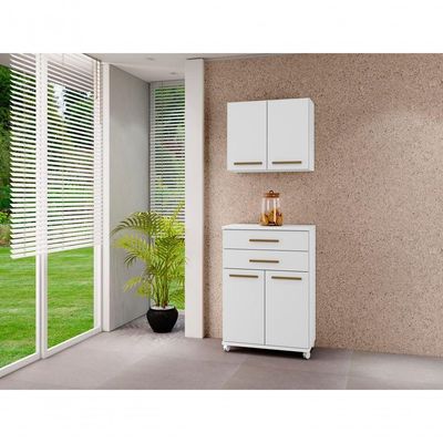 Balcão Mônaco Arte Móveis 2 Portas 2 Gaveta Flex Branco
