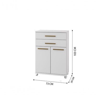 Balcão Mônaco Arte Móveis 2 Portas 2 Gaveta Flex Branco