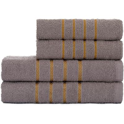 Jogo de Toalha Montreal 2 Banho + 2 Rosto Dourado 100% Algodão Alta Absorção Cinza