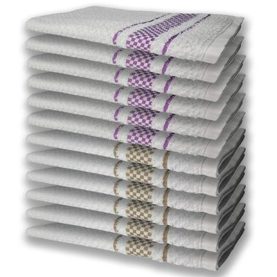 12 Panos de Prato Atoalhado Felpudo Premium 6 Roxo 6 Marrom