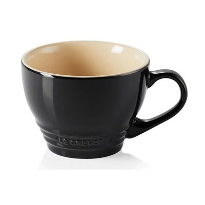 KIT LE CREUSET CHALEIRA TRADICIONAL 1,6L COM APITO E 2 CANECAS BISTRÔ 400ML BLACK ONYX