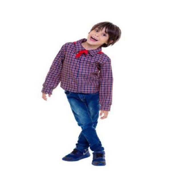 Fantasia Festa Junina Infantil Camisa Azul Vermelha C/ Lenço P