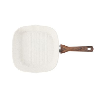GRELHA JOMAFE OSLO STONE EM ALUMINIO FORJADO COM REVESTIMENTO CERÂMICO BRANCO 28CM 76128628