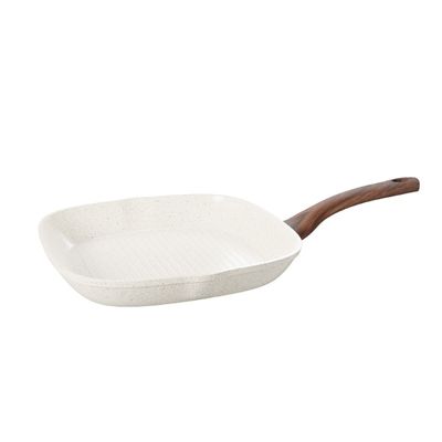 GRELHA JOMAFE OSLO STONE EM ALUMINIO FORJADO COM REVESTIMENTO CERÂMICO BRANCO 28CM 76128628