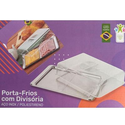 Porta-frios em aço inox e tampa em acrílico com divisória Forma Pop