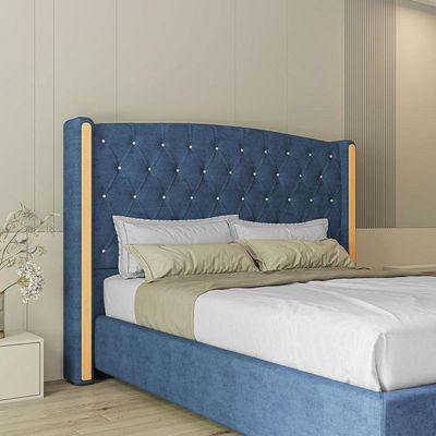 Cabeceira Estofada King 195 Cm Zirconio Veludo Cor: Azul Marinho
