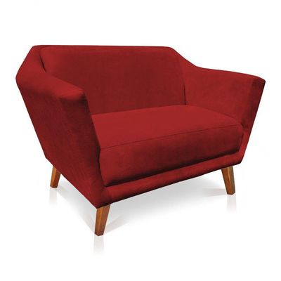 Namoradeira Lorena Suede Pés Castanho Vermelho