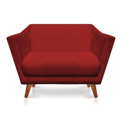 Namoradeira Lorena Suede Pés Castanho Vermelho
