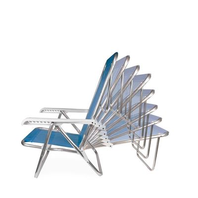 Kit 2 Cadeira Praia Reclinável 8 Posições Alumínio Mor Azul