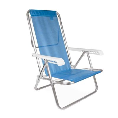 Kit 2 Cadeira Praia Reclinável 8 Posições Alumínio Mor Azul