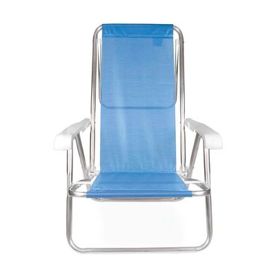 Kit 2 Cadeira Praia Reclinável 8 Posições Alumínio Mor Azul