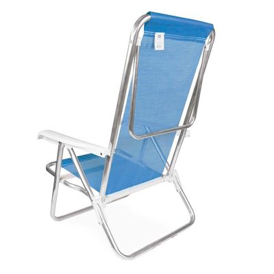Kit 2 Cadeira Praia Reclinável 8 Posições Alumínio Mor Azul