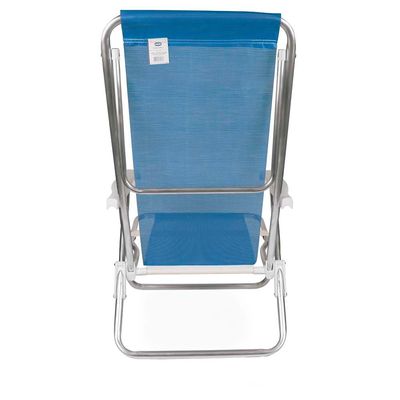 Kit 2 Cadeira Praia Reclinável 8 Posições Alumínio Mor Azul