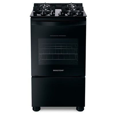 Fogão Brastemp 4 Bocas com Mesa de Vidro e Chama Dupla BFO4XAE Preto / Bivolt