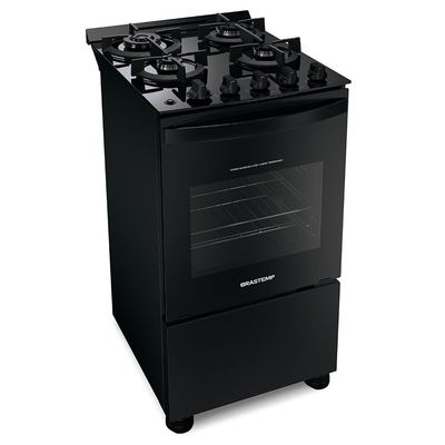 Fogão Brastemp 4 Bocas com Mesa de Vidro e Chama Dupla BFO4XAE Preto / Bivolt