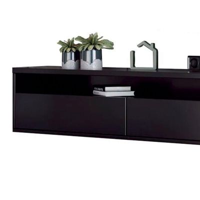 Rack Suspenso Pequeno De Parede Para Sala De Tv Ou Quarto Life - Preto - Moveisaqui