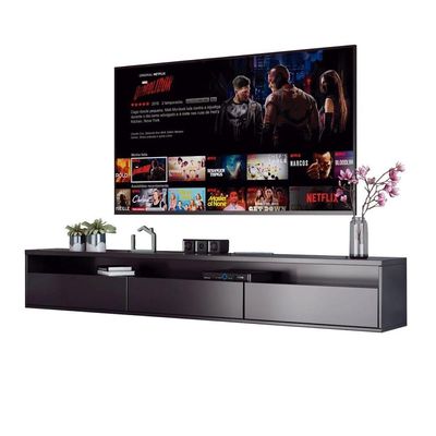 Rack Suspenso Pequeno De Parede Para Sala De Tv Ou Quarto Life - Preto - Moveisaqui