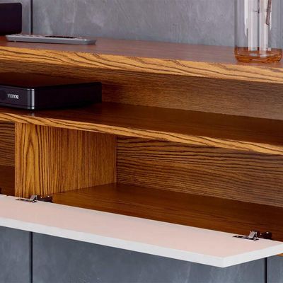 Rack Suspenso Pequeno De Parede Para Sala De Tv Ou Quarto Life - Off White Com Freijo - Moveisaqui