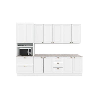 Cozinha Modulada Americana 7 Peças 2 Aéreos + 2 Balcões + 1 Paneleiro + 2 Complementos C5p63 Branco2 Aéreos + 1 Balcão + 1 Complemento