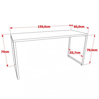Mesa Para Escritório Home Office Estilo Industrial Form C01 150 cm Preto Onix - Lyam Decor