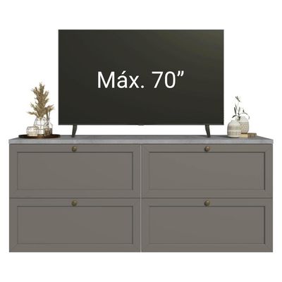 Rack Para Até 70 Polegadas 160cm 4 Gavetas Vik Madesa 04 Branco-cinza