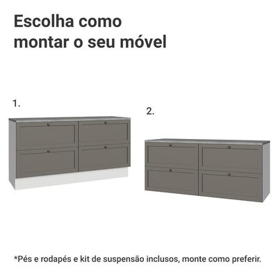 Rack Para Até 70 Polegadas 160cm 4 Gavetas Vik Madesa 04 Branco-cinza