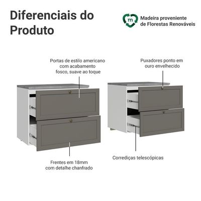 Rack Para Até 70 Polegadas 160cm 4 Gavetas Vik Madesa 04 Branco-cinza