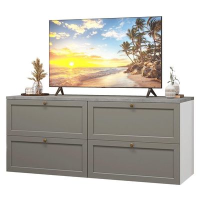 Rack Para Até 70 Polegadas 160cm 4 Gavetas Vik Madesa 04 Branco-cinza