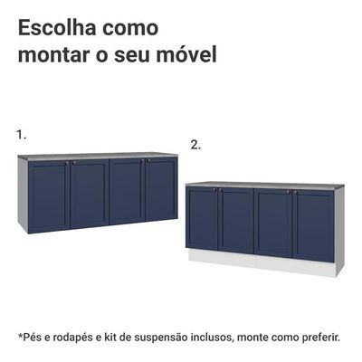 Rack Para Até 70 Polegadas + Prateleiras 160cm Vik Madesa 05 Branco-azul