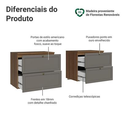 Rack Para Até 70 Polegadas 160cm 4 Gavetas Vik Madesa 04 Rustic-cinza