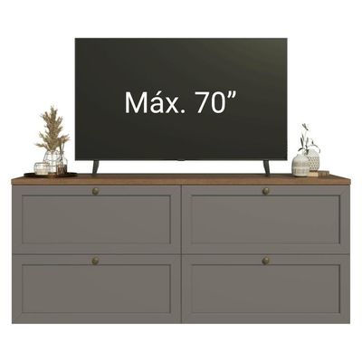 Rack Para Até 70 Polegadas 160cm 4 Gavetas Vik Madesa 04 Rustic-cinza