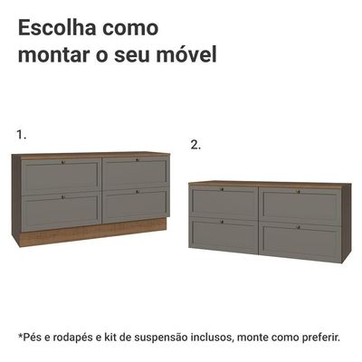 Rack Para Até 70 Polegadas 160cm 4 Gavetas Vik Madesa 04 Rustic-cinza
