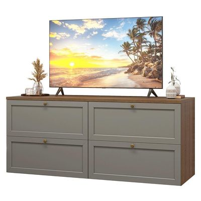 Rack Para Até 70 Polegadas 160cm 4 Gavetas Vik Madesa 04 Rustic-cinza