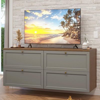 Rack Para Até 70 Polegadas 160cm 4 Gavetas Vik Madesa 04 Rustic-cinza