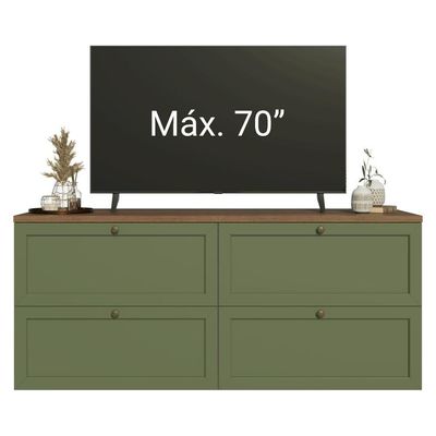 Rack Para Até 70 Polegadas 160cm 4 Gavetas Vik Madesa 04 Rustic-verde