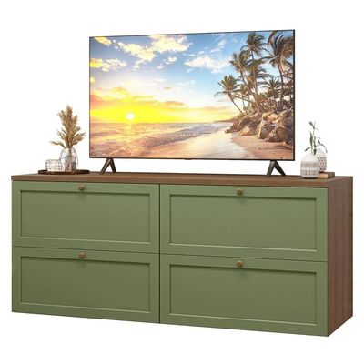 Rack Para Até 70 Polegadas 160cm 4 Gavetas Vik Madesa 04 Rustic-verde