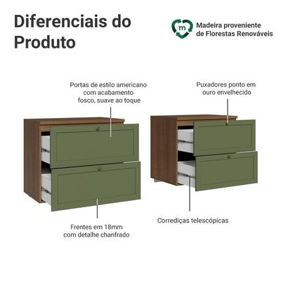 Rack Para Até 70 Polegadas 160cm 4 Gavetas Vik Madesa 04 Rustic-verde