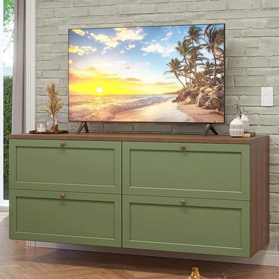Rack Para Até 70 Polegadas 160cm 4 Gavetas Vik Madesa 04 Rustic-verde