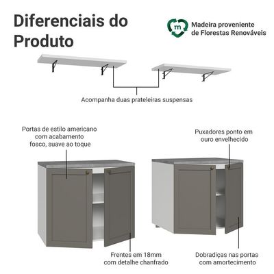 Rack Para Até 70 Polegadas + Prateleiras 160cm Vik Madesa 05 Branco-cinza