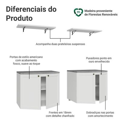 Rack Para Até 70 Polegadas + Prateleiras 160cm Vik Madesa 05 Branco