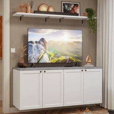 Rack Para Até 70 Polegadas + Prateleiras 160cm Vik Madesa 05 Branco