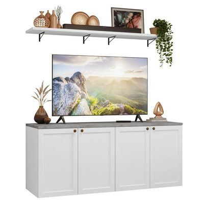 Rack Para Até 70 Polegadas + Prateleiras 160cm Vik Madesa 05 Branco