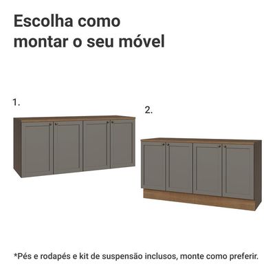 Rack Para Até 70 Polegadas + Prateleiras 160cmVik Madesa 05 Rustic-cinza