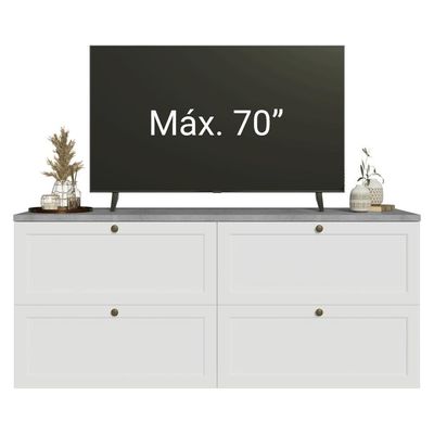 Rack Para Até 70 Polegadas 160cm 4 Gavetas Vik Madesa 04 Branco