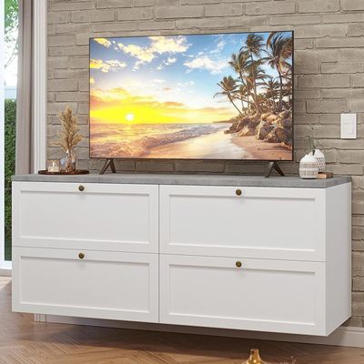 Rack Para Até 70 Polegadas 160cm 4 Gavetas Vik Madesa 04 Branco