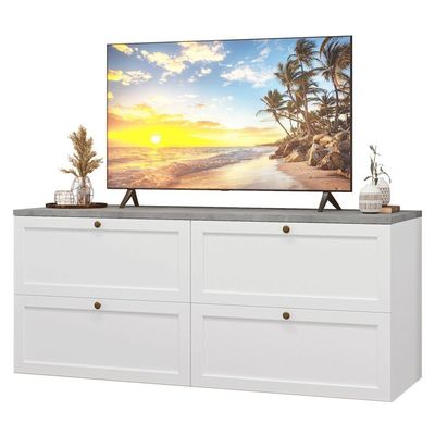 Rack Para Até 70 Polegadas 160cm 4 Gavetas Vik Madesa 04 Branco